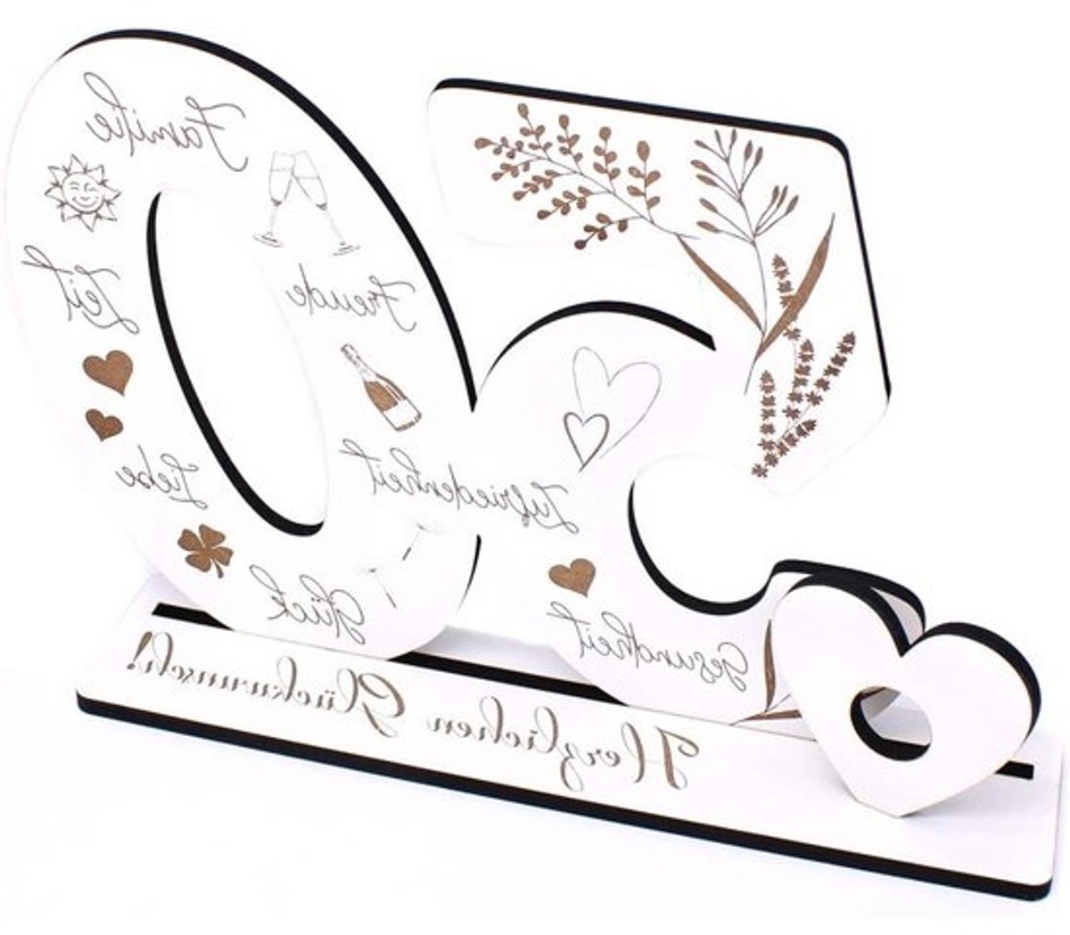 Decoratieve Standaard - Geldgeschenk Houder - Jubileum Vieren - Met Hart voor Geld - 24.5 cm Lang - Houtkleur