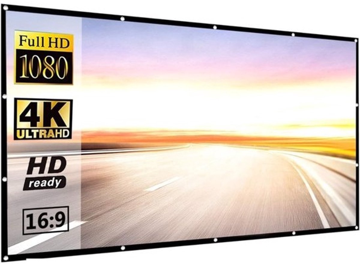 Projectiescherm - Opvouwbaar scherm - Thuisbioscoop creëren - Kreukvrij beeld - 100 inch - Mat Wit