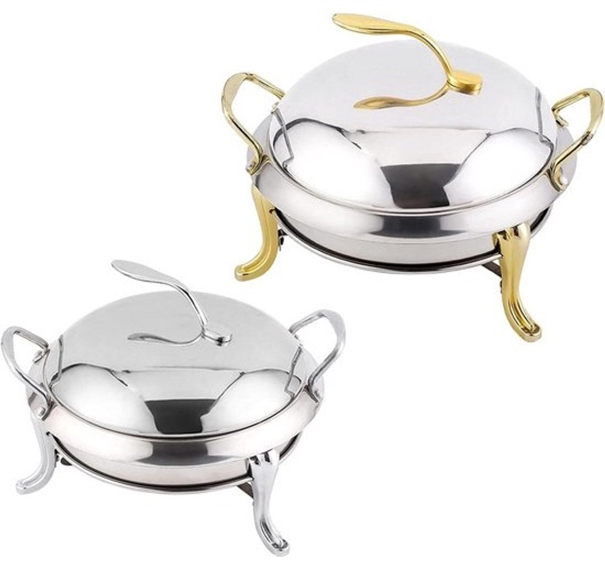 Chafing Dish Set - Buffetverwarmer Serveer - Feestelijk Serveren - Roestvrij Staal - 3Qt Capaciteit - Goud en Zilver