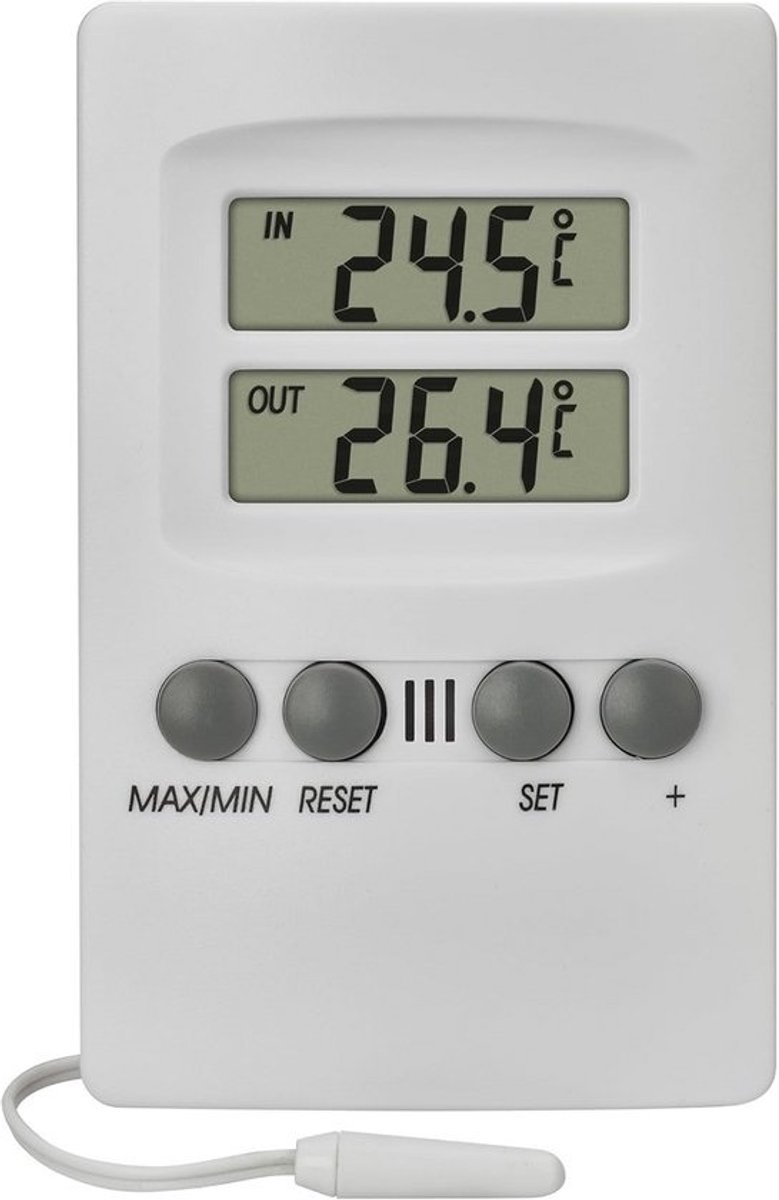Digitale Binnen-Buitenthermometer met Waterdichte Snoersensor en Alarm