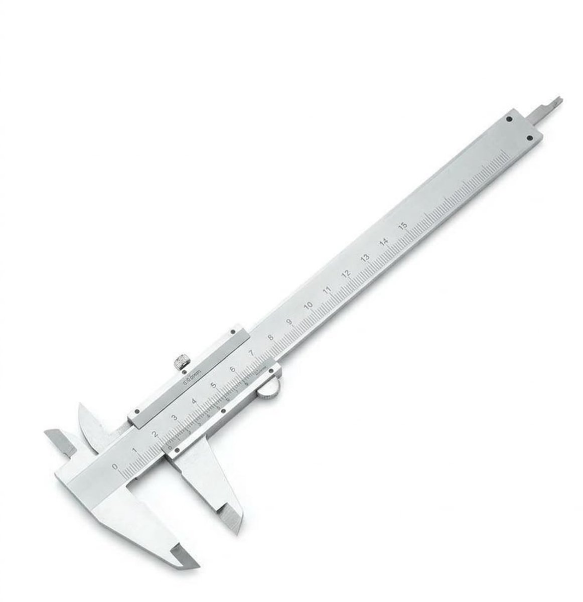 150 mm, roestvrij staal, zeer nauwkeurige schuifmaat, analoog met dieptemeter, meetgereedschap voor industrie en huishouden, schokbestendig, caliper met etui