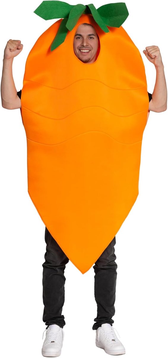 Wortel Kostuum voor Vrouwen en Mannen Eten Outfit Groenten Pak Kostuum Foam Grappige Feestoutfit Vrijgezellenfeest Carnaval Unisex - One Size
