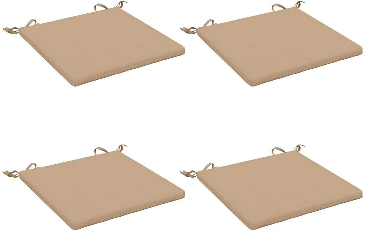 vidaXL Zitkussens - SOEST - 4 - st - 100% - Polyester - Zand - 40 - x - 40 - x - 3 - cm