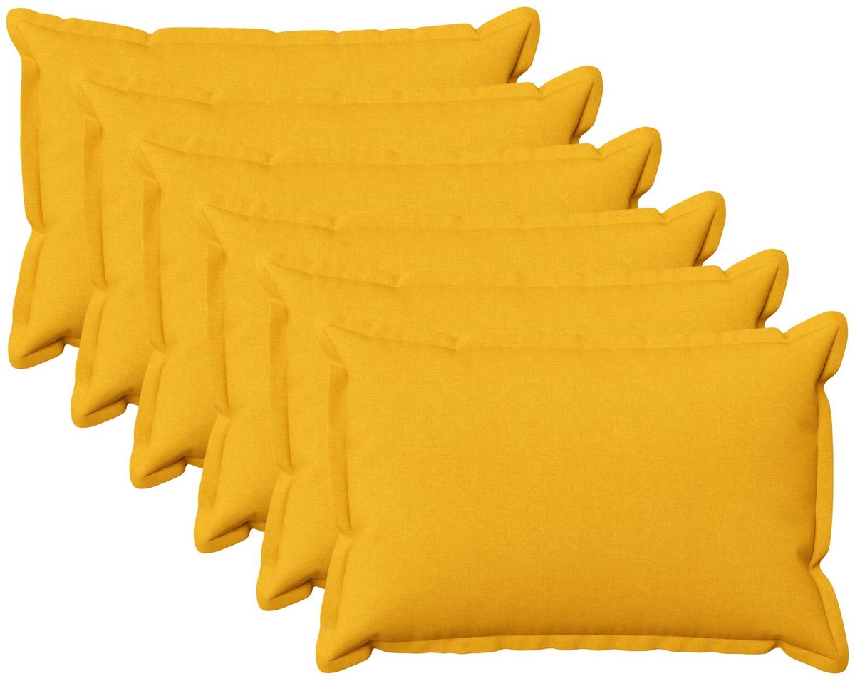 vidaXL Dekenkussen - 6 - st - HOUTEN - Licht - Geel - 30 - x - 50 - cm - Faux - Linnen Lichtgeel