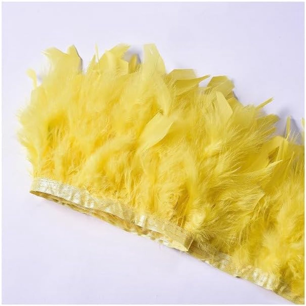 10 - 15 cm natuurlijke kalkoenveer band kalkoenveer rand fringen trim veerboord pluche veerbekleding voor doe-het-zelf knutselen naaien party bruiloft jurk kostuums decoratie geel 3 m