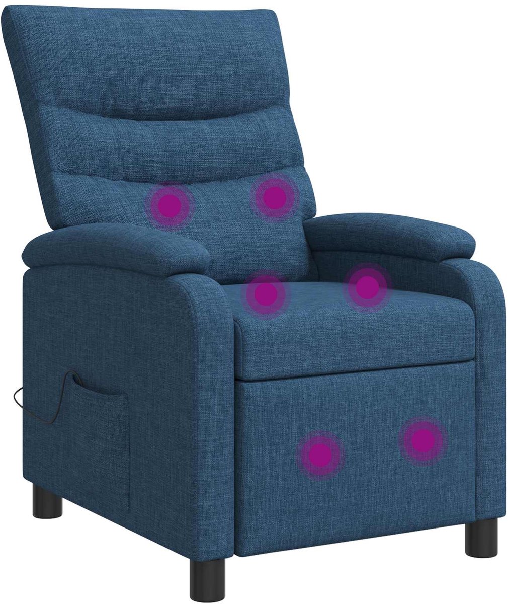 vidaXL Massage - Relaxstoel - Blauw - Stof