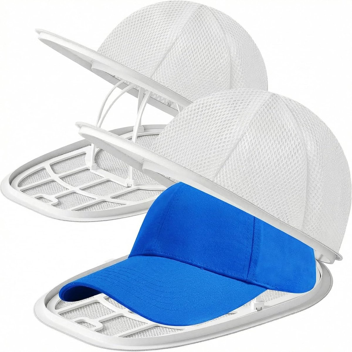 Set van 2 hoedonderleggers voor wasmachine, bescherming voor petten, houder voor balpetten voor volwassenen en kinderen (wit)