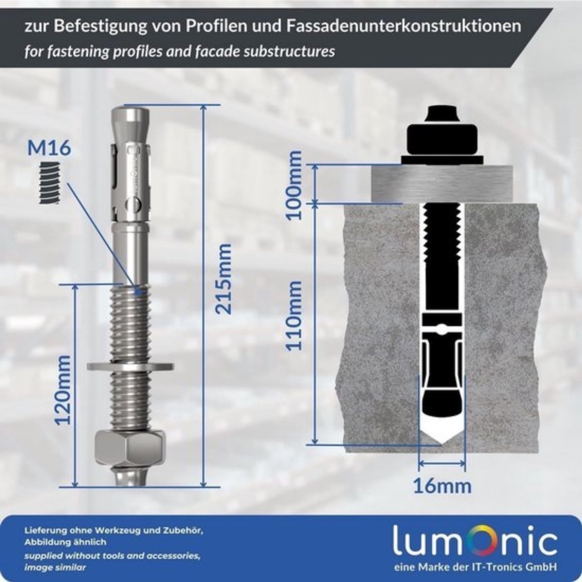 Zware Metalen Pluggen M16 x 215 Geïnjecteerd Voor Doorsteekmontage