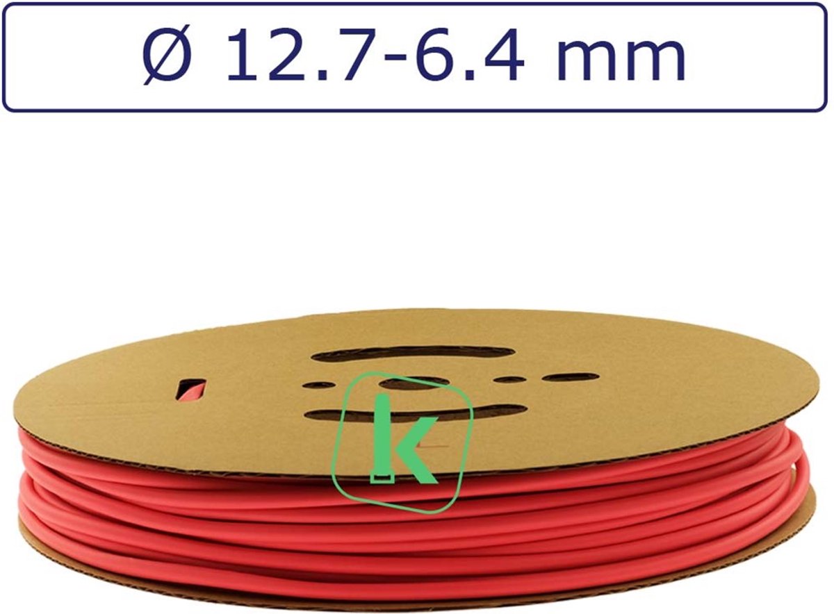 PRO-TIE® - Krimpkous 12,7-6,4 mm Felrood Dunwandig krimpverhouding 2:1 (Rol 50 meter) - PRO-TIE