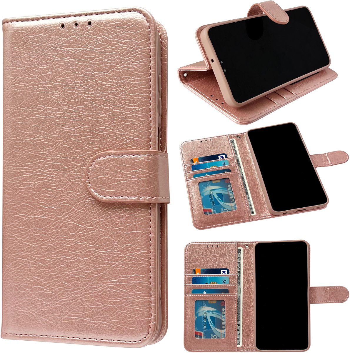 Casemania Hoesje Geschikt voor Apple iPhone 18 Pro - Rosegoud - Luxe Portemonnee Book Case met Pasjeshouder - Wallet Case Telefoonhoesje