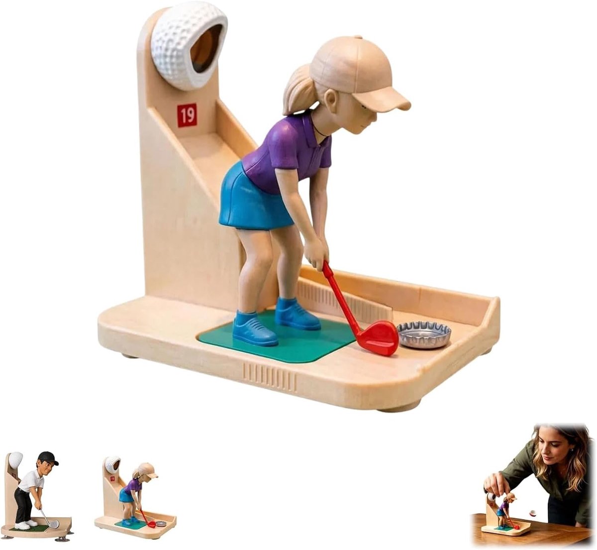 Golf flesopener. Bierflesopener met doplauncher & verzamelaar, grappig golf-swing-ontwerp, nieuw baraccessoire, cadeau voor golfers.，Vrouw paars