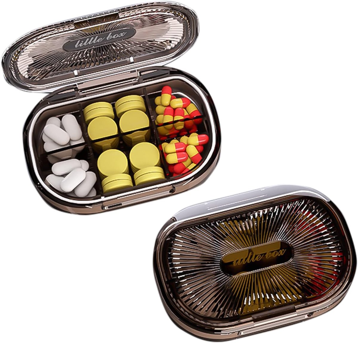 Draagbare Waterdichte Medicijnbox met 6 Compartimenten voor Dagelijks Gebruik en Reizen - Compact en Handig