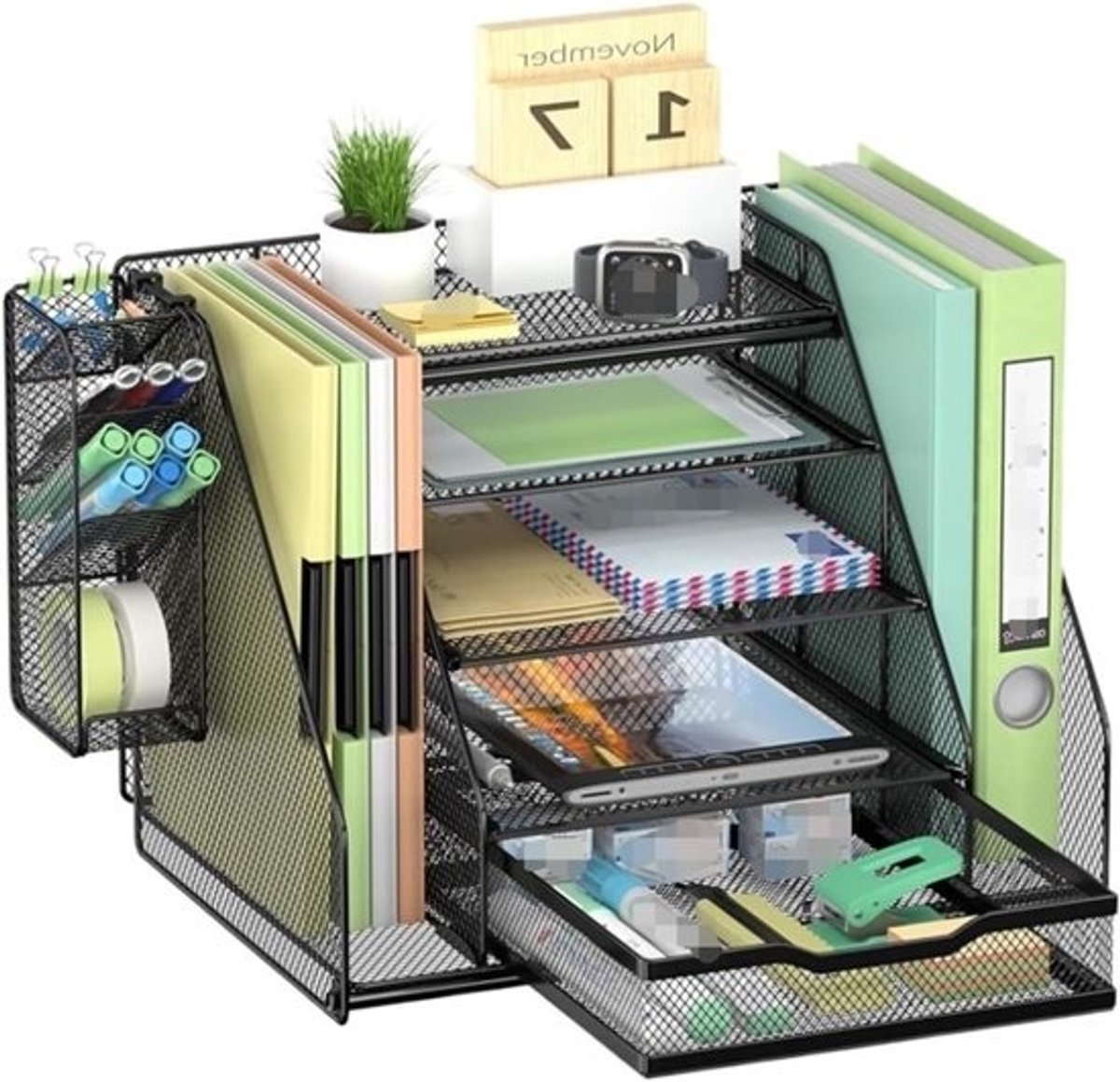 Bureau Organizer - Opbergmap Bureau - Kantoor Organiseren - 5 Lagen Ontwerp - 30.5 cm Lengte - Zwart
