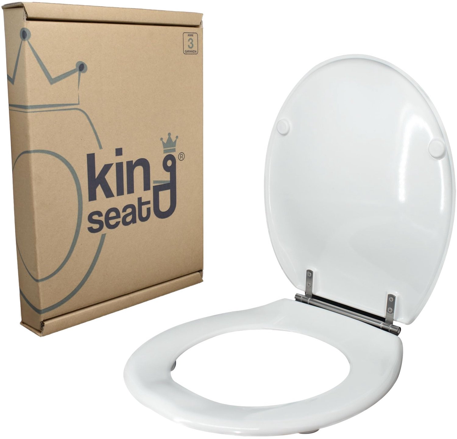 King Seat Ovale wc-bril – absolute stabiliteit en perfecte pasvorm – antibacterieel van duroplasthars, wit - ShopVlot
