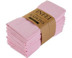 INFEI zacht linnen gemengd diner doek servetten, 12 stuks (40 x 40 cm), voor evenementen en thuisgebruik (roze) - ShopVlot