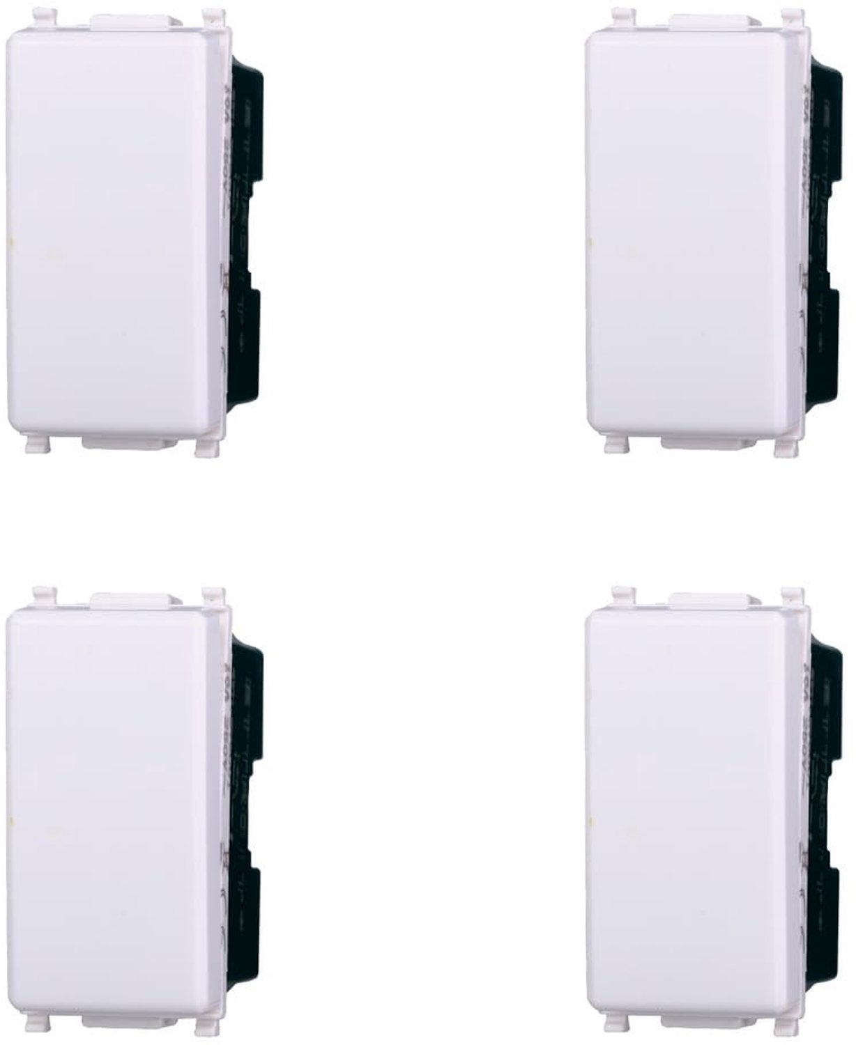 Schakelaar 1P 16A - Plana wit - Set van 4 stuks - Ideaal voor moderne woningen - ShopVlot