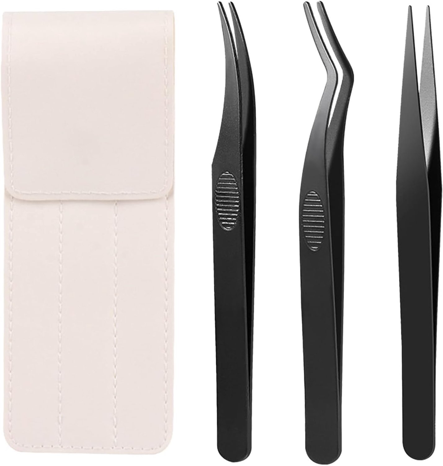 Wimperpincet set van 3 - gebogen wimperextension pincetten - comfortabele grip - precisiewerk voor wimpers - Homevero