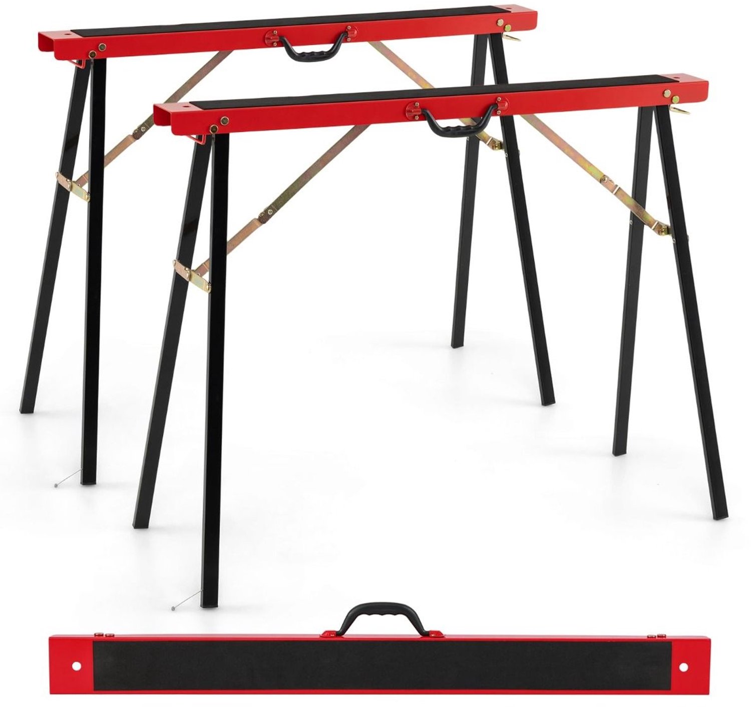 SureDeal® - Gereedschapsset - Pack Draagbare Zaagbok - Antislip Bovenkant Zwart - Rood - 100x38x78 cm - Zwart + Rood