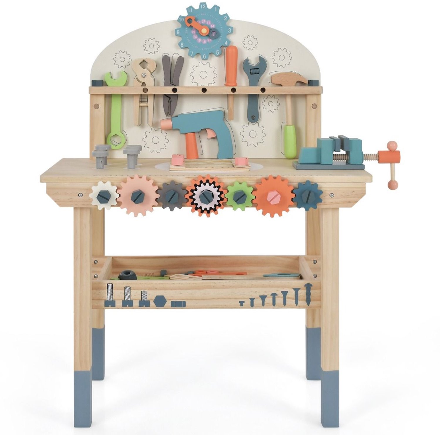 SureDeal® - Speelgoed - Montessori Gereedschapsbank - Kinderen Speelwerkbank Hout - Magnetisch Opbergrek - 60x30x79 cm - Meerkleurig