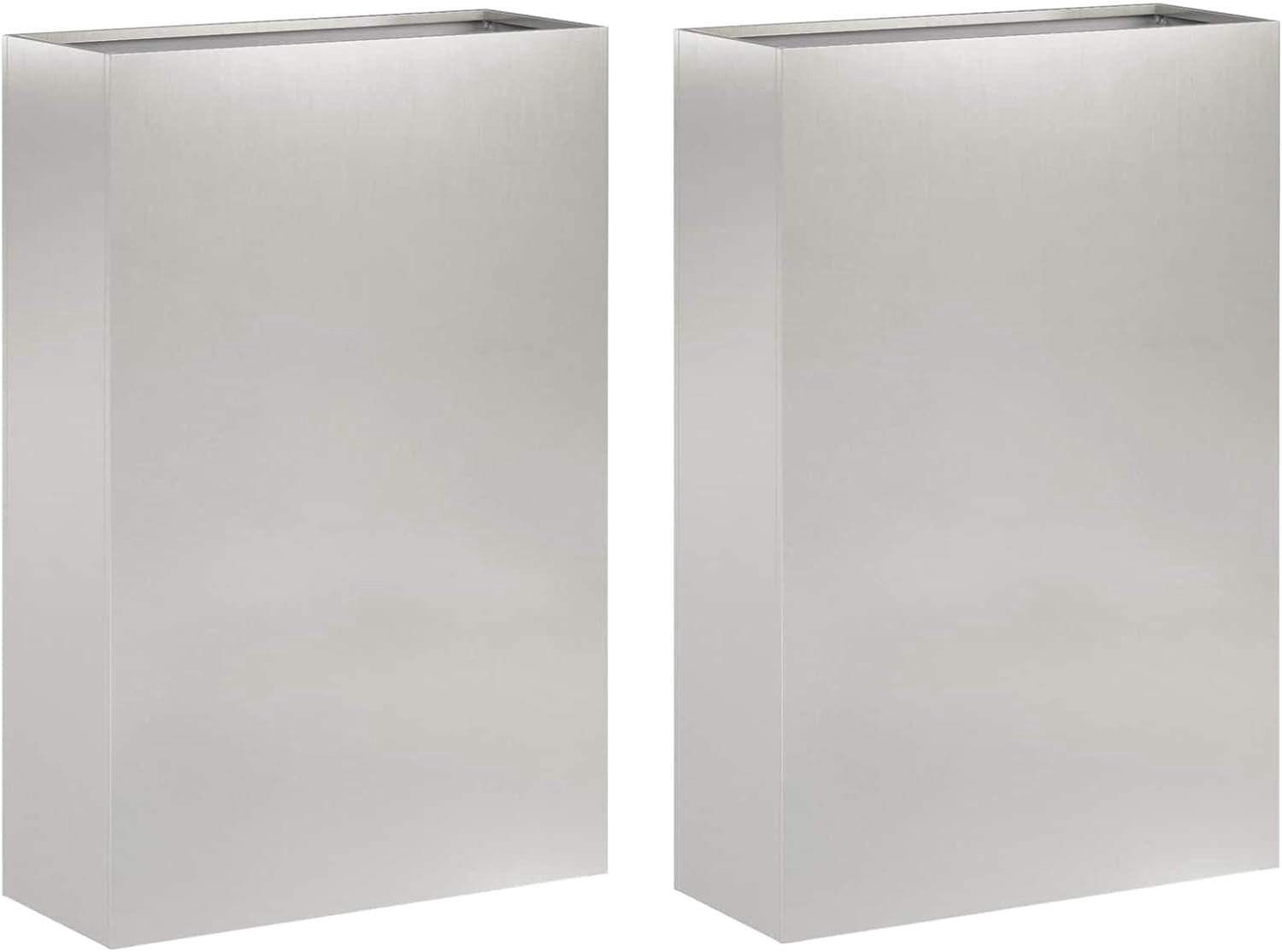 Bloembak voor de tuin, 2 stuks, zilver, 40 x 20 x 75 cm, van staal
