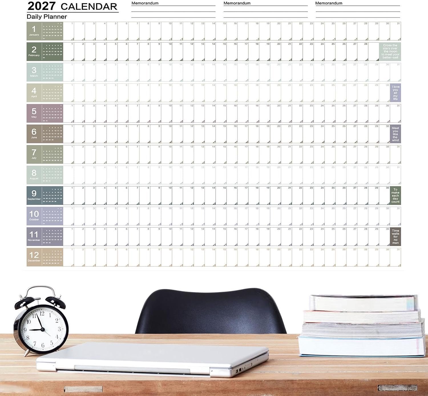 Jaarkalender Muur Grootte Dikke Document Tweezijdige Kleurrijke