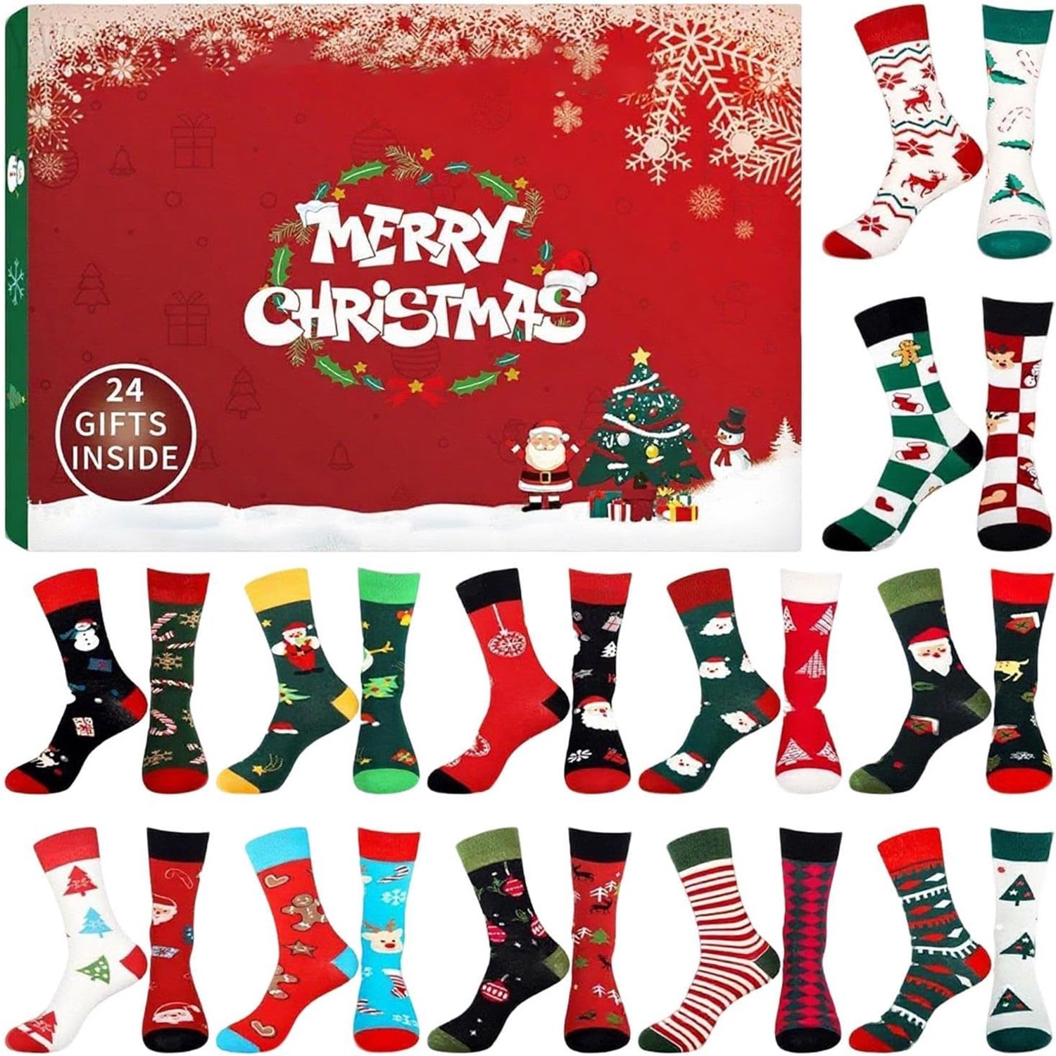 2025 Kerstkalender - Nieuwe Schoenenset, Levendige Patroonontwerpen, Geschenkset, Multistijlen Presentatiedoos | Vakantieplezier Geschikt Voor Av-families