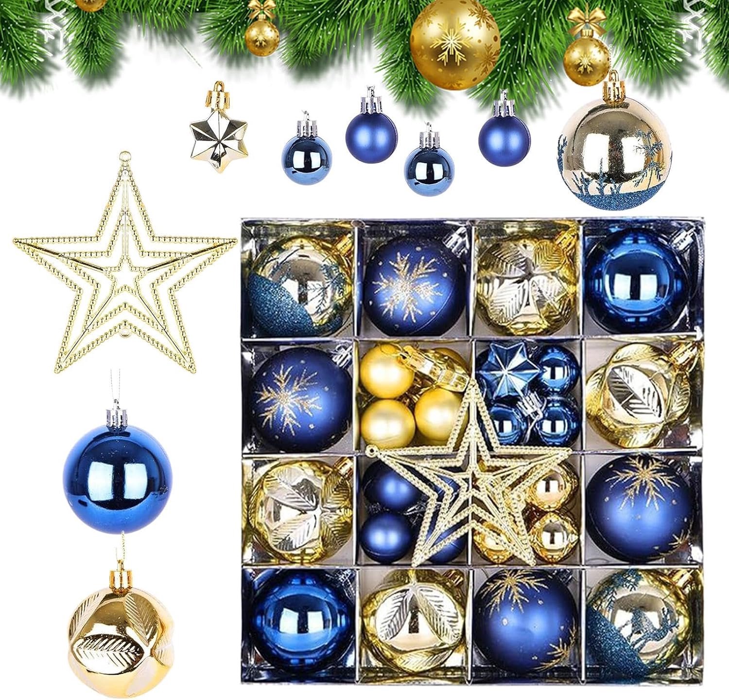 Kerstballen, kerstboomversiering, 6 cm, onbreekbaar, feestelijk