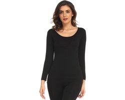 Mcilia Dames ultradunne modale ronde hals thermische top/shirt met lange mouwen