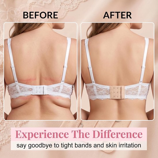 6 stuks beha-verlengingsset (2 haken en 3 haken), elastische beha-verlenging voor dames, bh-sluiting, verlenging in zwart, wit en huidskleur, beha-extenderset voor meer comfort — afbeelding 2