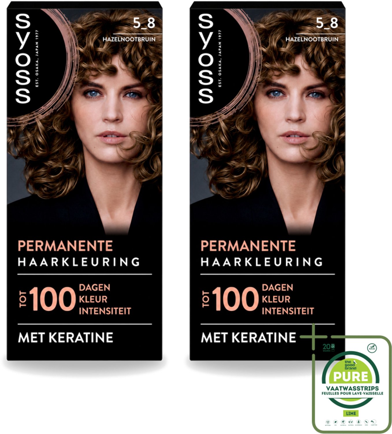 2 x SYOSS - Coloration 5-8 Hazelnootbruin - Haarverf - Grijsdekking - Vermindert Haarbreuk - Grootverpakking - Vaatwasstrips - Permanente Haarkleuring - Haarkleur - Grijsdekking - Keratine - Haarkleur Intensiteit