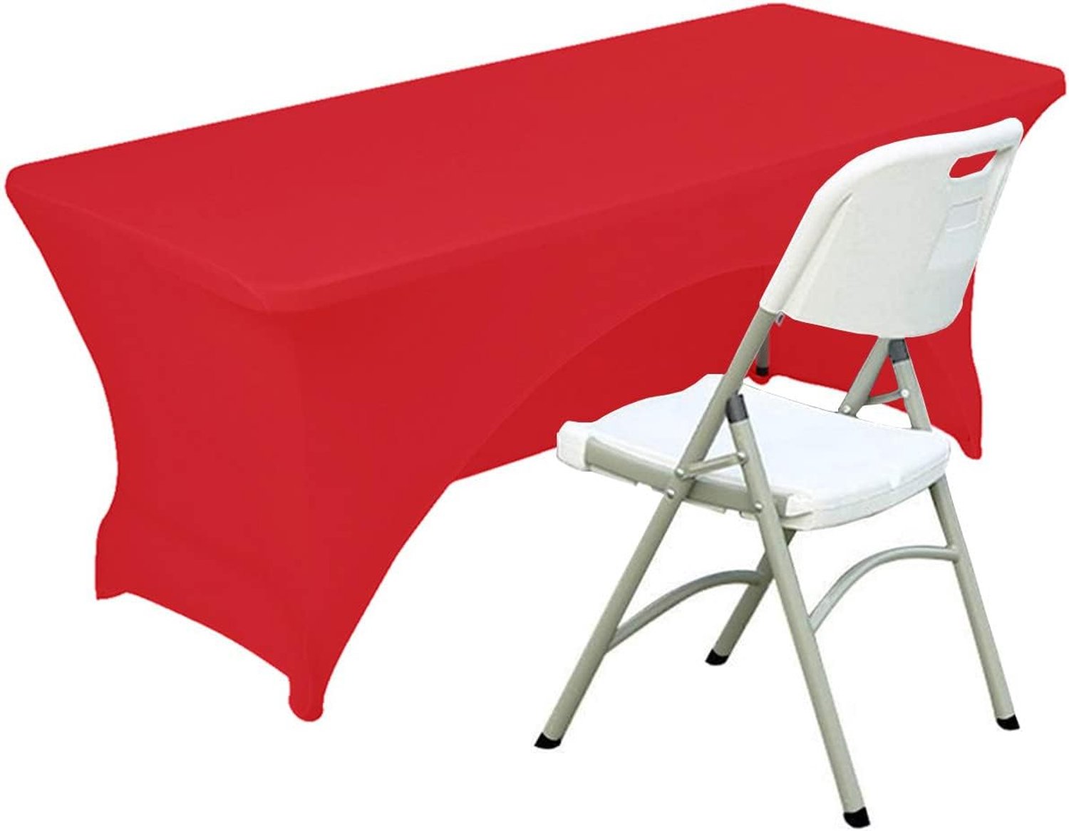 Spandex Tafelhoes Getailleerd Polyester Tafelkleed Stretch Tafelhoes Tafel Topper Open Rug - 183 cm, Rood
