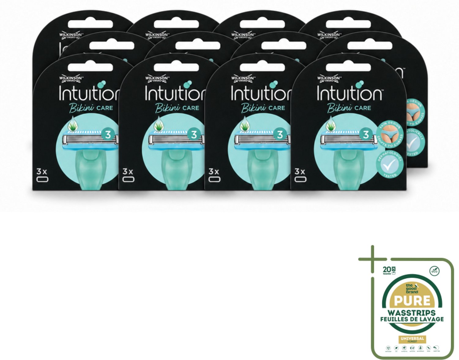 12 x Wilkinson Intuition - Navulmesjes - Bikini Care Duo - Praktisch - 3 mesjes - Intieme Zone Scheren - Gevoelige Huid Scheren - Bikini Lijn Scheren - Navulmesjes - Scherpe Mesjes