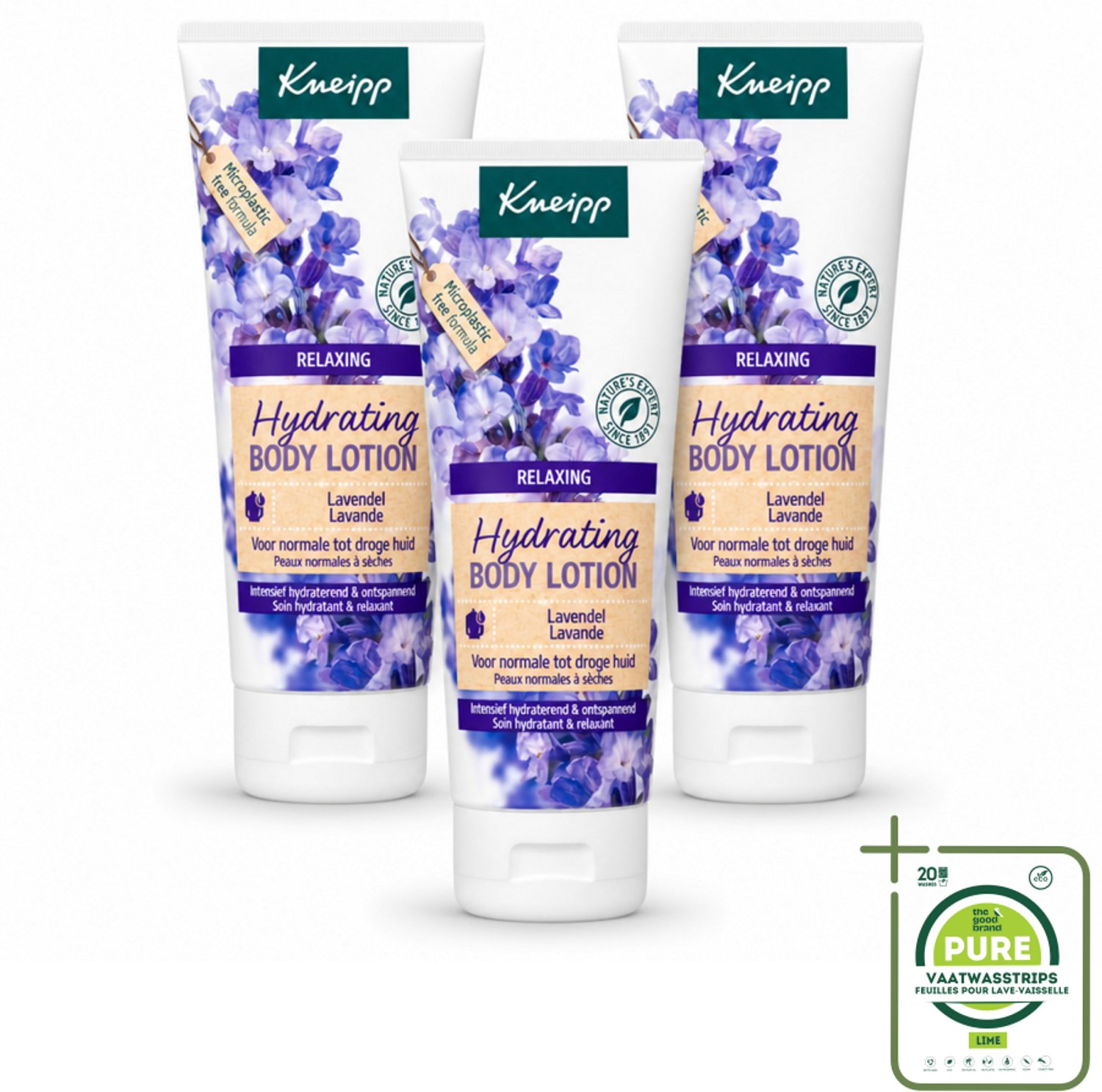 3 x Kneipp - Body lotion - Relaxing - Lavendel - Bloemige geur - 200 ml - Grootverpakking - Vaatwasstrips - Kneipp Bodylotion Lavendel - Ontspannende Bodylotion - Huidverzorging - Rustgevende Geur - Natuurlijke Huidverzorging