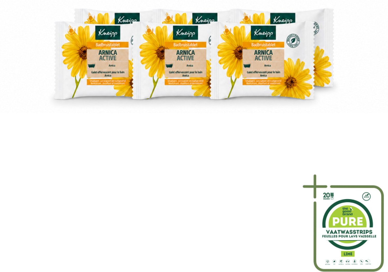 6 x Kneipp - Badbruistablet - Arnica - Grootverpakking - Vaatwasstrips - Badtablet - Arnica - Spierherstel - Verwarmend Bad - Ontspanning