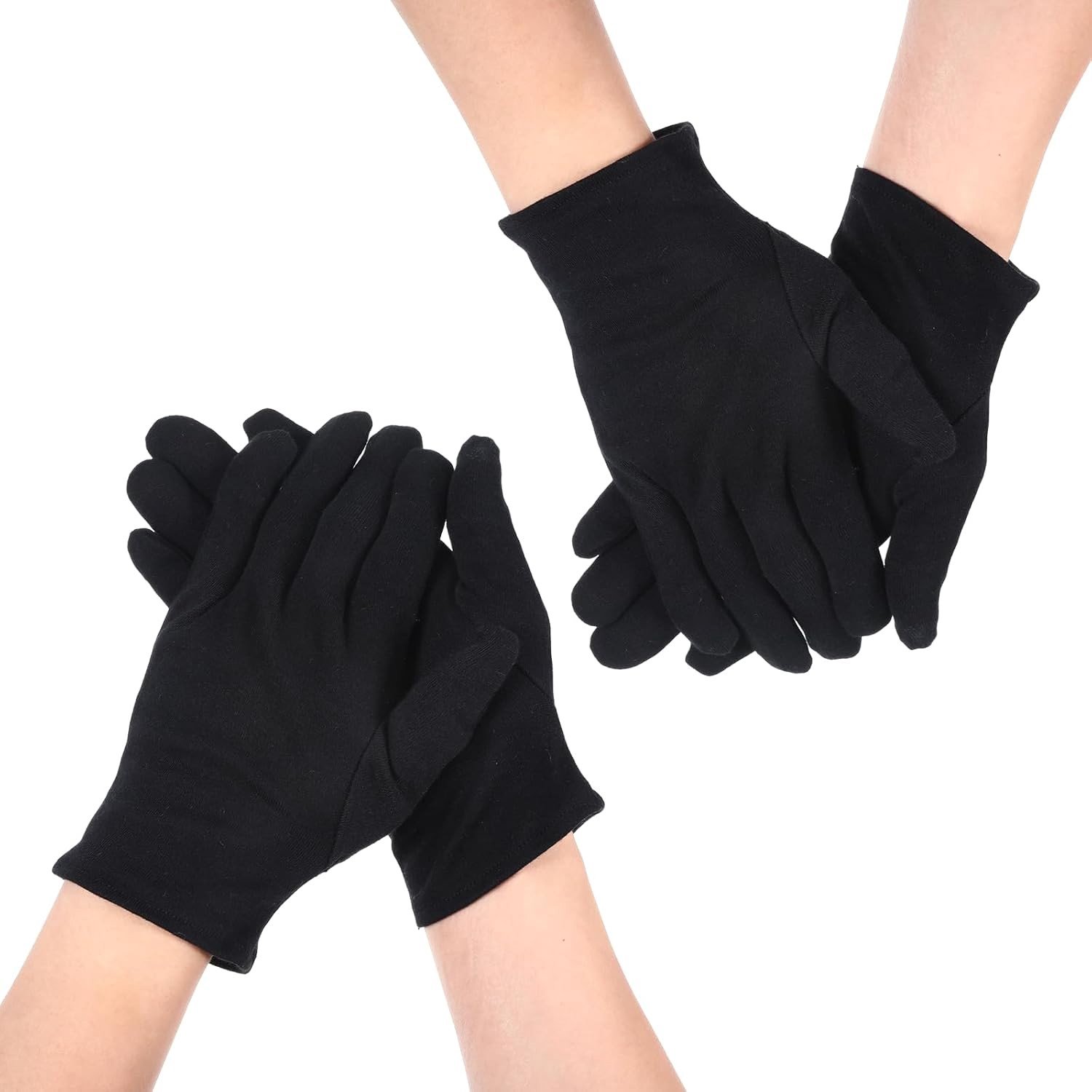 Katoenen Handschoenen voor Formele Tuxedo Kostuums - 2 Paar Snap Closure Handschoenen voor Inspectie en Juwelen, Geschikt voor Mannen en Vrouwen, Zwart