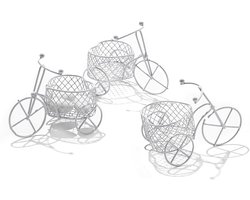 C.X.Y. 5 stuks fiets driewieler vorm hart blikken doos wit wit bonnière tafelkaart