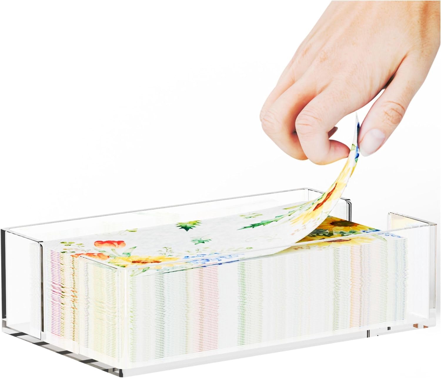 Cq Acrylic 9 x 5,5 doorzichtige servethouders voor keuken, gastendoekmand, papieren handdoekhouder in helder, cocktail- en gastservethouder voor badkamer, keuken, eettafel, feest, hotel, restaurant