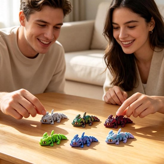 6 stuks draken, 3D-print, minifiguren, beweegbaar, flexibel, bureauspeelgoed voor kinderen en volwassenen, cadeau — afbeelding 5