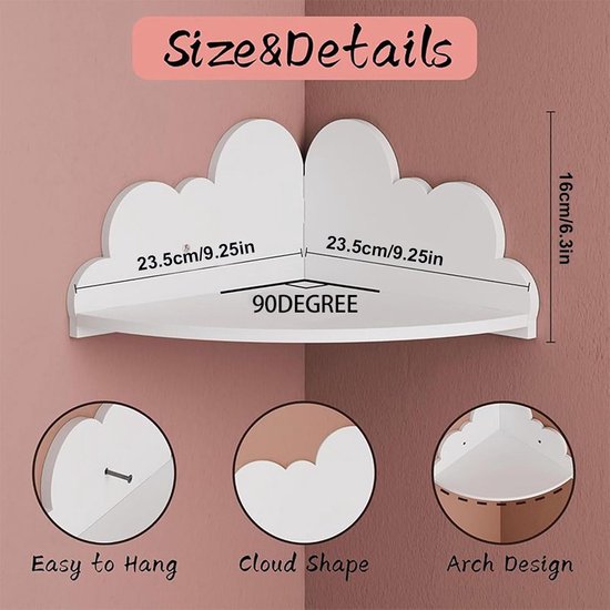 Wall Bookshelf - 3 Stuks Houten Hoekdisplayrek, 25,5 X 25 — afbeelding 3