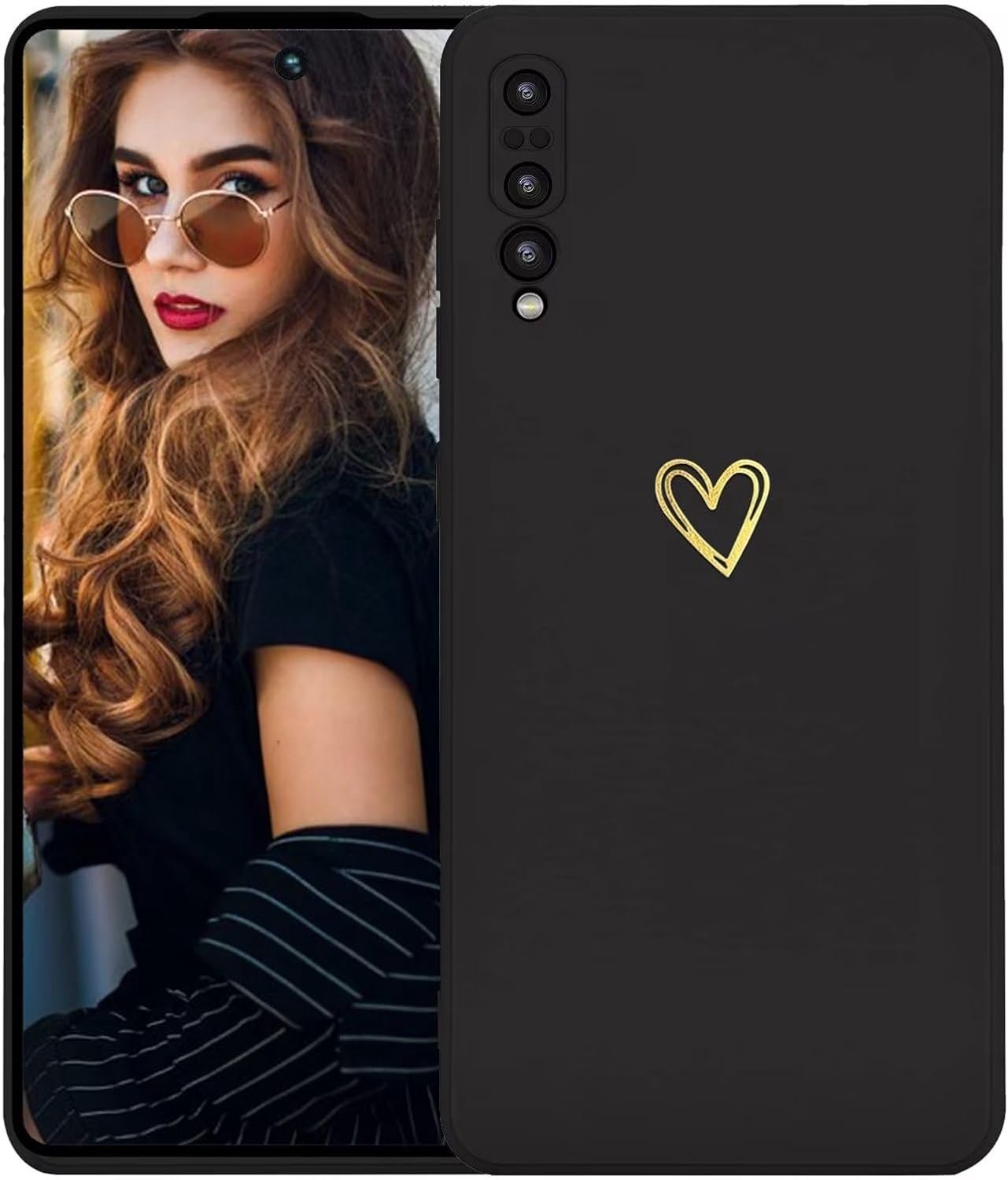 Hoesje voor Huawei P20 Pro Case,Minimalistisch Ontwerp Glad Silicone Hoes met Hartpatroon,Ultradun Zacht TPU Dames Meisje Shockproof Phone Case,Zwart