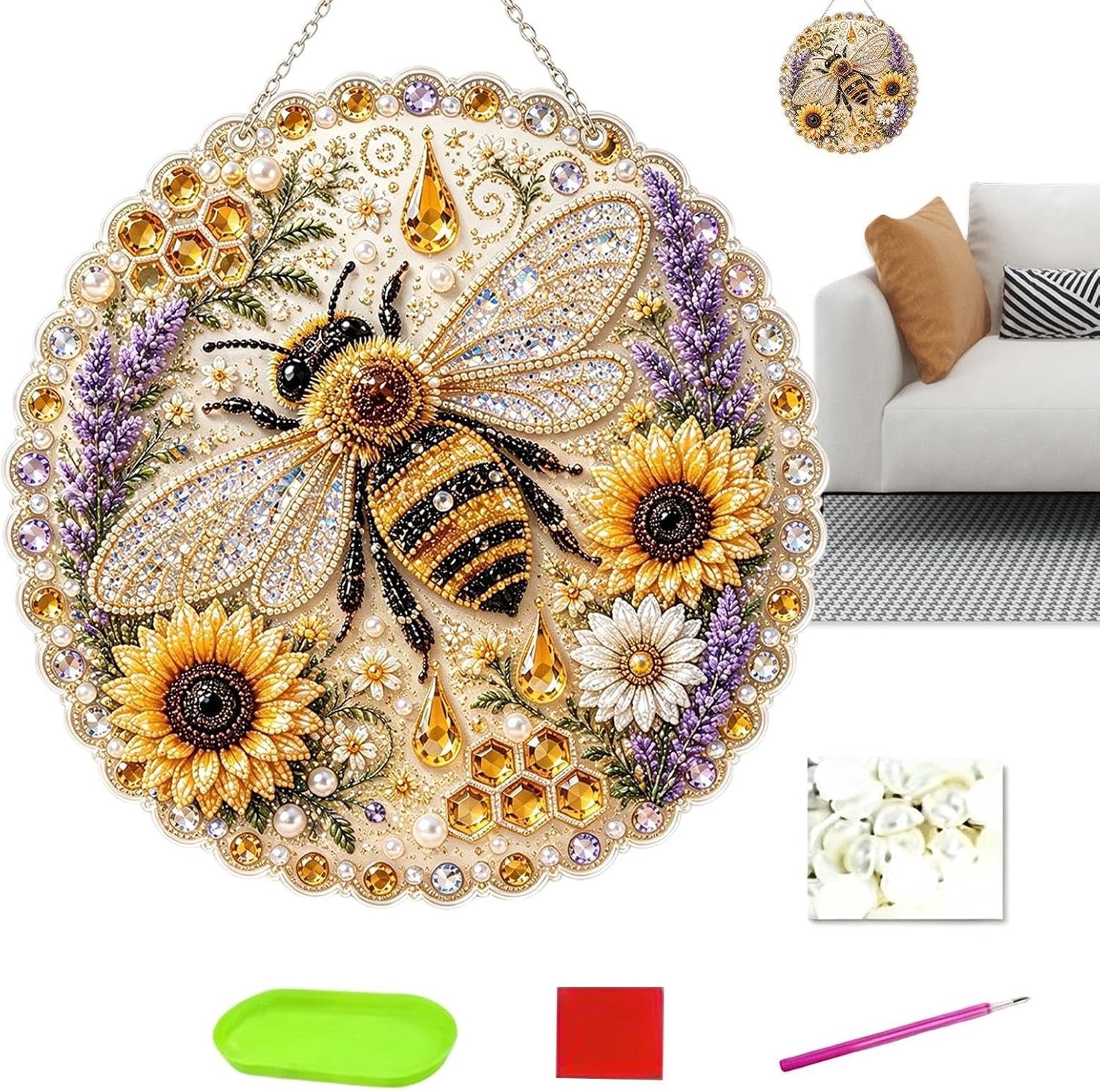 Parelkunst Knutselpakket Handgemaakte Sprankelende Dierenbloem Hanger