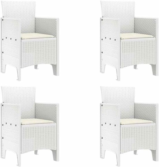 Poly rotan moderne tuintafel buitenchic Wit Crèmewit — afbeelding 4