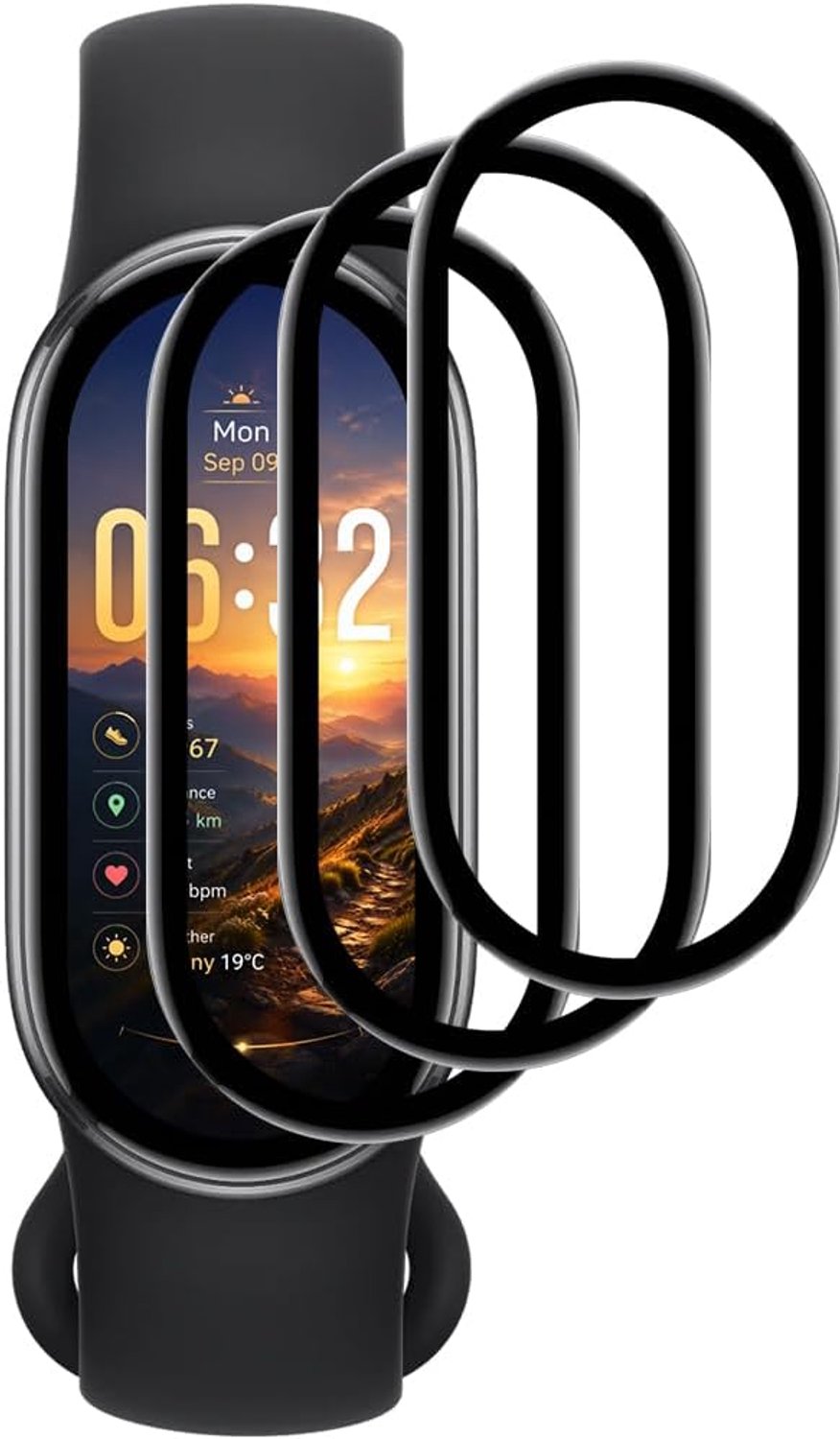 Beschermfolie voor Xiaomi Smart Band 10, 3 stuks Screen Protector, 3D gebogen volledige afdekking, krasbestendig, zonder luchtbellen, 9H-hardheid,Kogelwerende dia's