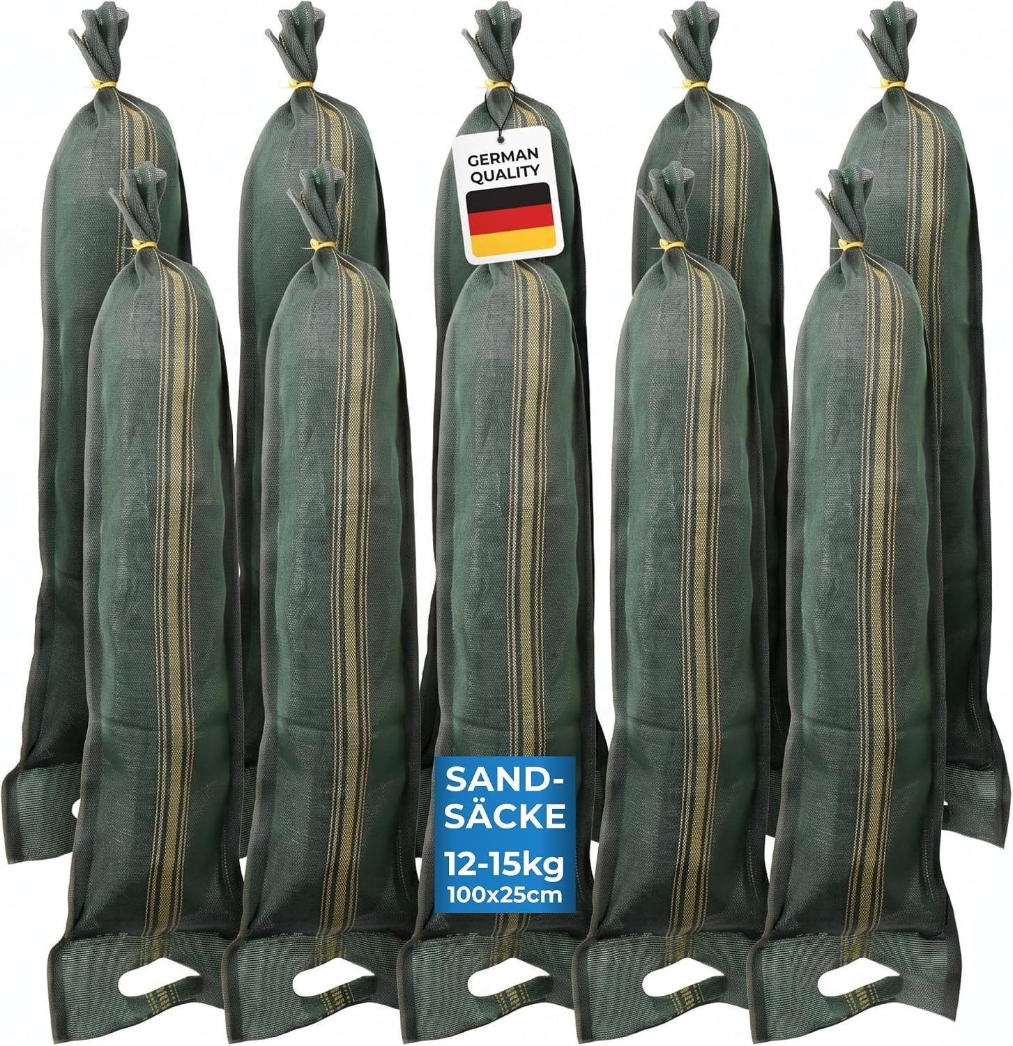Zandzakken - Groen - 25 x 100 cm - Scheurbestendige en Waterdichte Zakken - Voor Bescherming Tegen Hoog Water