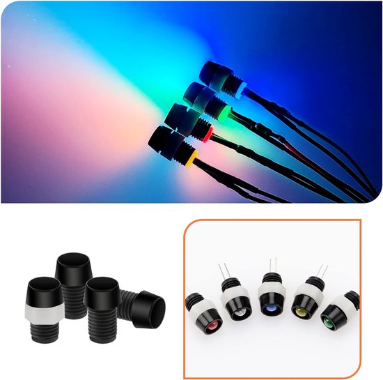 50 Stuks 5mm LED Diode Houder, LED Houder Lichtaansluiting, LED Lamp Houder Draad, LED Diode Lamp Socket, Diode Houder Clip Bezel Mount, Zwart & Wit — afbeelding 3
