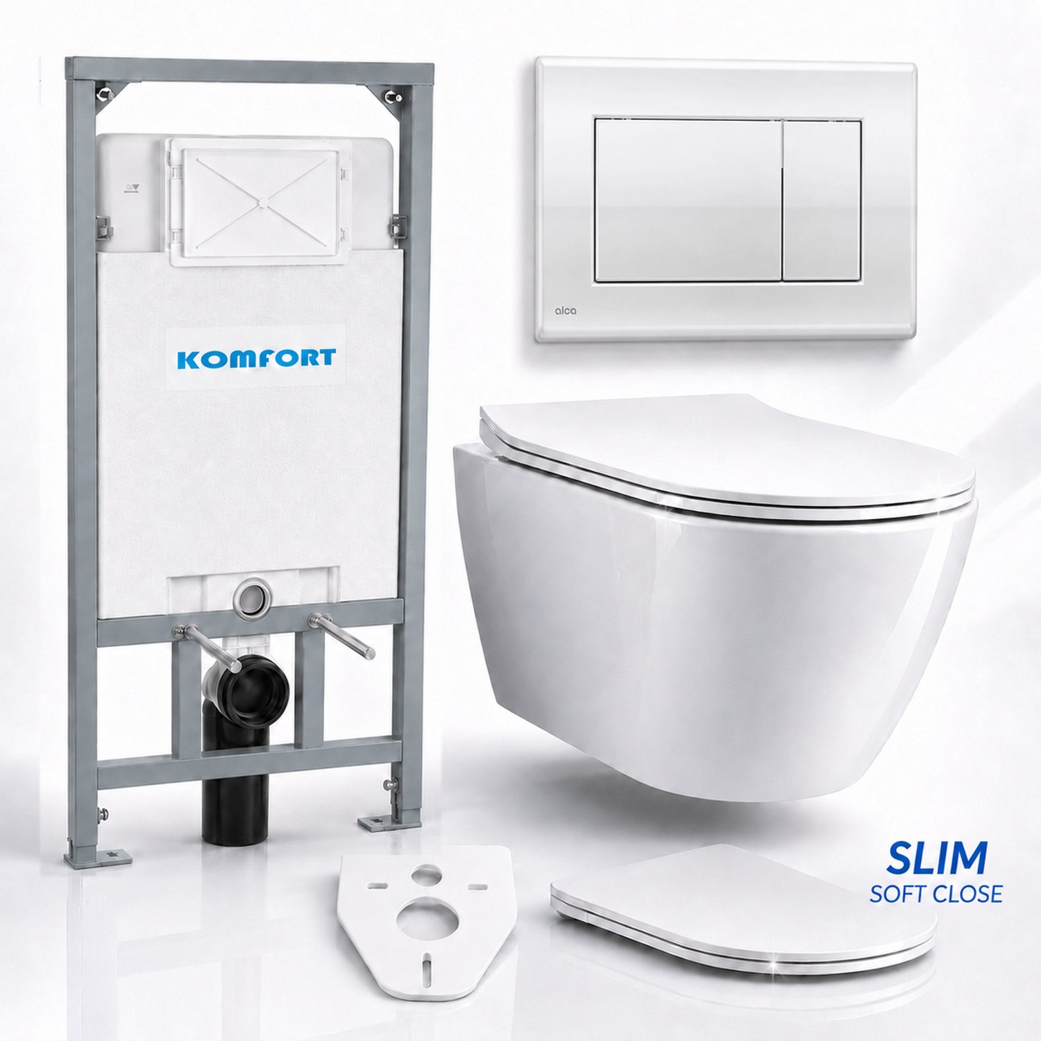 Badland toiletset - Alcaplast KOMFORT C201 1,2 m - ROLO wit - M271 chroom slim