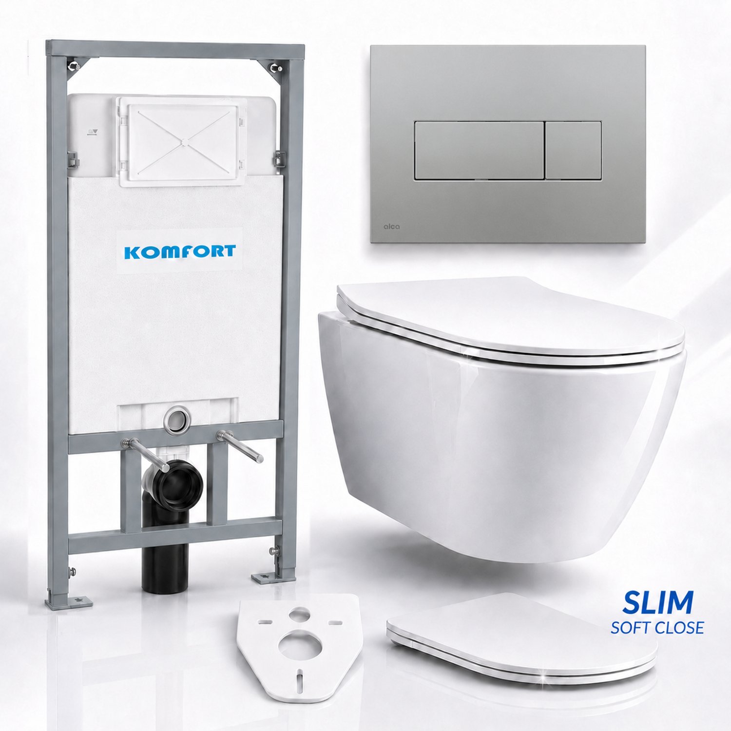 Badland toiletset - Alcaplast KOMFORT C201 1,2 m - ROLO wit - M372 chroom