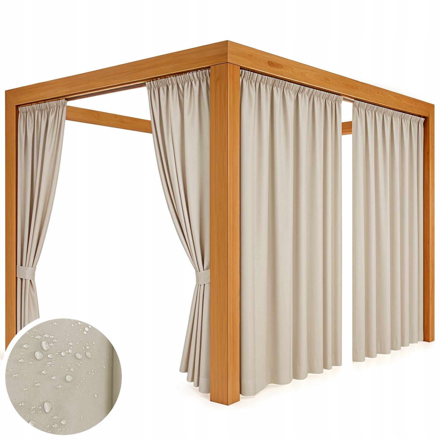 Waterdicht Terrasscherm Beige 155x170 cm met Tunnel & Gordijnband