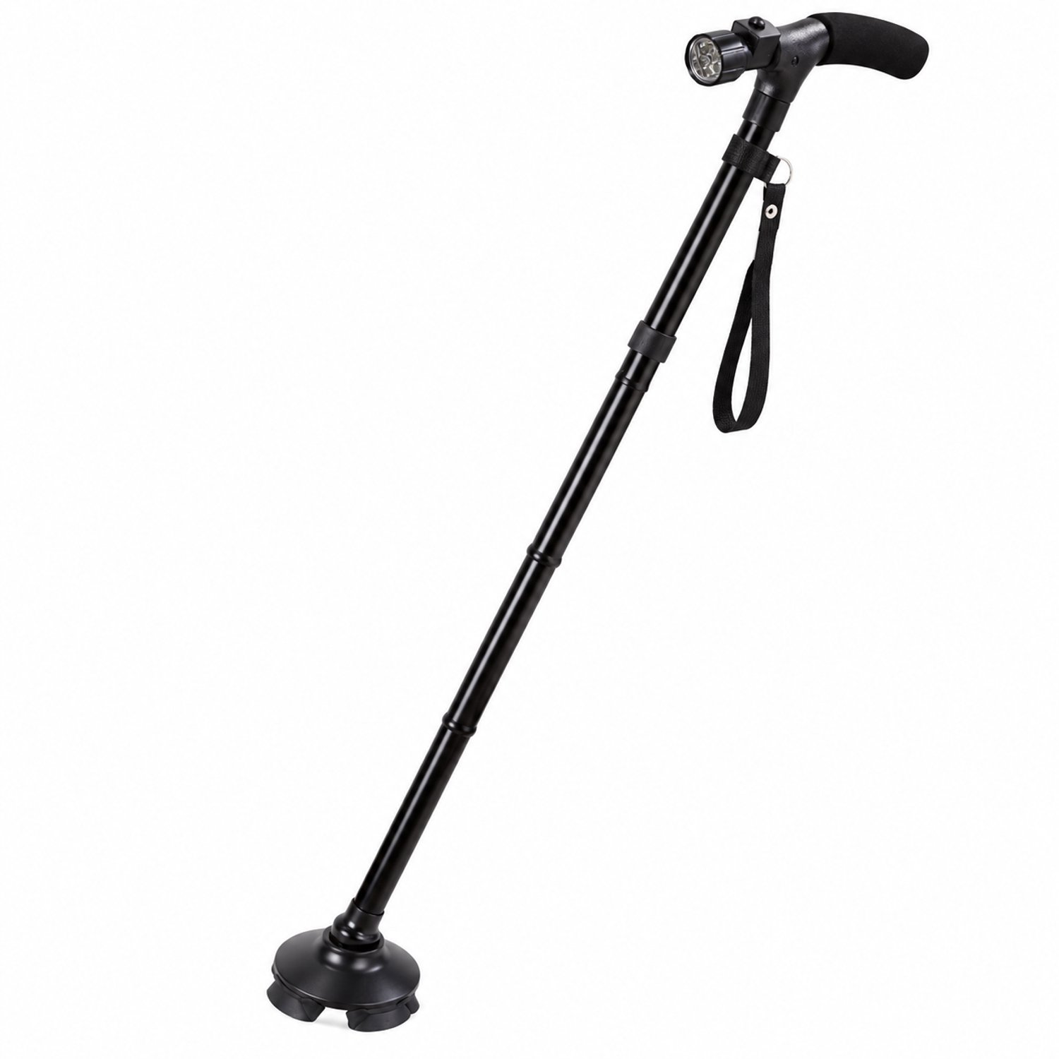 Opvouwbare Wandelstok met LED - Verstelbaar 85-95 cm - Draaibare Antislip Voet - Met Polsband