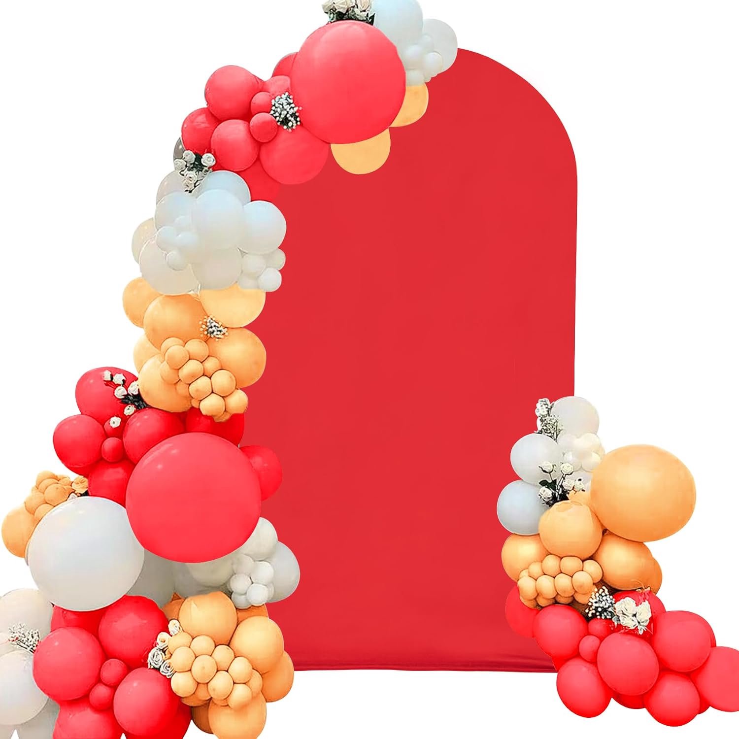Spandex getailleerde hoes voor trouwboog 15,8 cm rode boog achtergrondhoes, ronde top Chiara achtergrond standaard hoezen voor bruiloft, verjaardagsfeestje, babyborrel, banket boog decoratie (rood